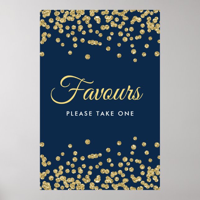 Poster Parties scintillant d'or Confetti Mariage Faveurs  (Devant)