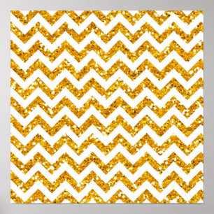 Poster Parties scintillant d'or Motif Chevron