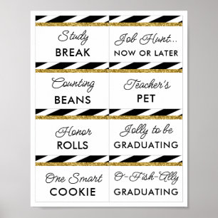 Poster Parties scintillant d'or noir Signes de barre de b