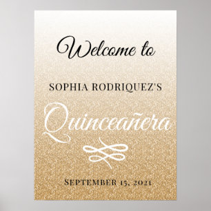 Poster Parties scintillant d'or Quinceañera 15e anniversa