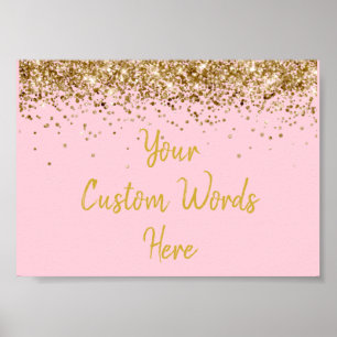 Poster Parties scintillant d'or rose pâle Anniversaire de