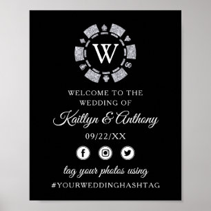 Poster Parties scintillant en argent Monogram Poker Chip