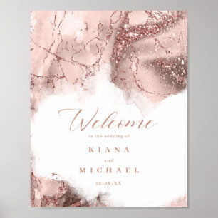 Poster Parties scintillant en marbre Mariage Rose de bien