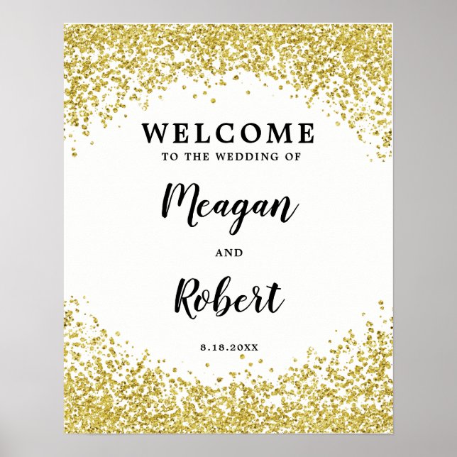 Poster Parties scintillant en or Faux mariage signe de bi (Devant)