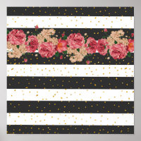 Parties scintillant en or noir rose rayé confetti