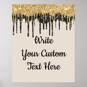 Poster Parties scintillant en or Tan de sable personnalis