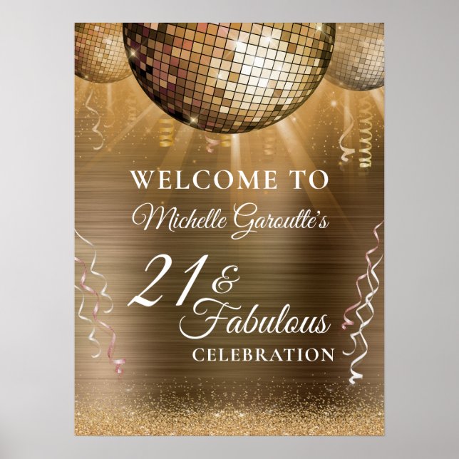Poster Parties scintillant Glam 21 & Fabulous Gold Disco  (Devant)