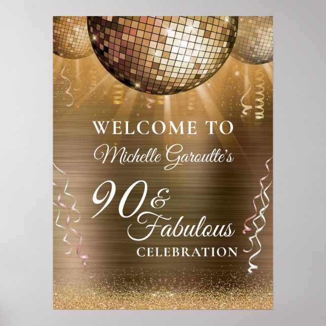 Poster Parties scintillant Glam 90 & Fabulous Gold Disco  (Devant)