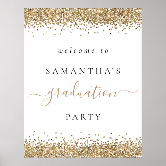 Poster Parties scintillant Gold tendance Bienvenue Gradua (Devant)