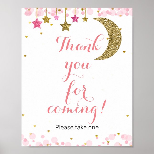 Poster Parties scintillant Lune Merci pour venir Favorise (Devant)
