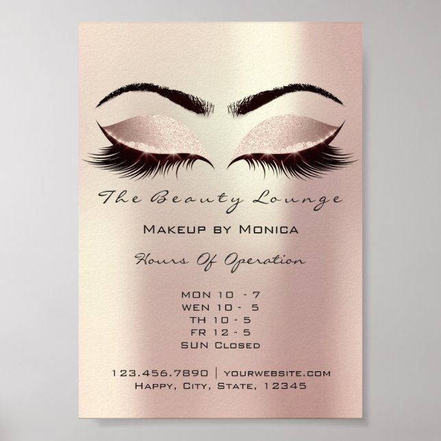 Poster Parties scintillant maquillage  beauté Rose rose (Devant)