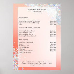 Poster Parties scintillant moderne Pêche Argent Salon Lis