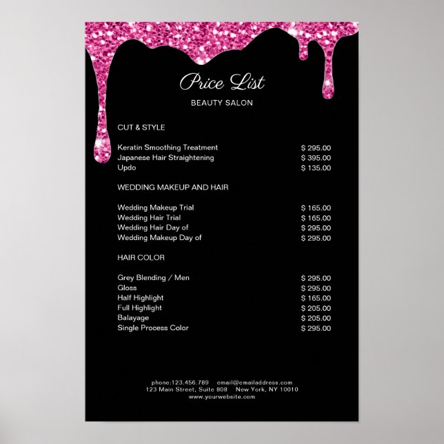 Poster Parties scintillant moderne Schwarz-rose Preishear (Devant)