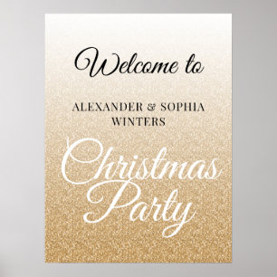 Poster Parties scintillant Or Chic Ombre Noël Accueil