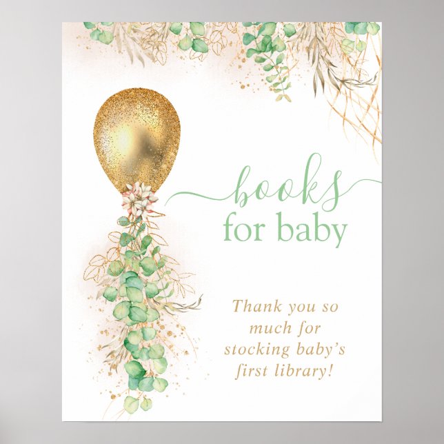 Poster Parties scintillant Or Eucalyptus Balloon Livres P (Devant)