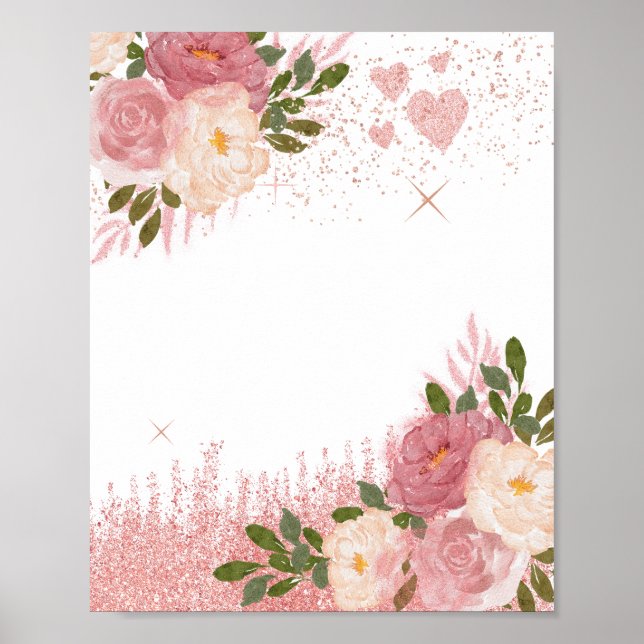 Poster Parties scintillant Or Glitz Et Glam Rose (Devant)