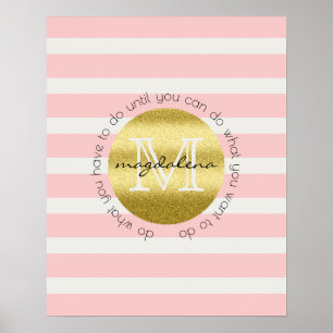 Poster Parties scintillant or Monogram tendance Blush Pin