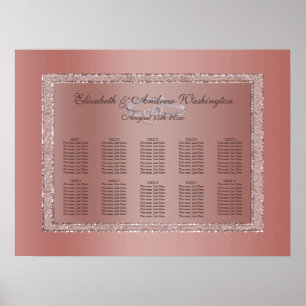 Poster Parties scintillant or rose et anneaux Mariage arg