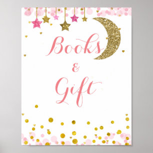 Poster Parties scintillant or rose lune aquarelle signe c