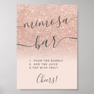 Poster parties scintillant or rose ombre blush mimosa bar
