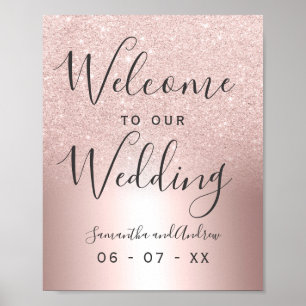 Poster parties scintillant or rose ombre mariage métalliq