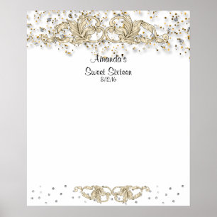 Poster Parties scintillant or, Sweet sixteen, Bat mitzvah
