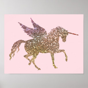 Poster Parties scintillant Or tendance Éparkle Unicorn Pe