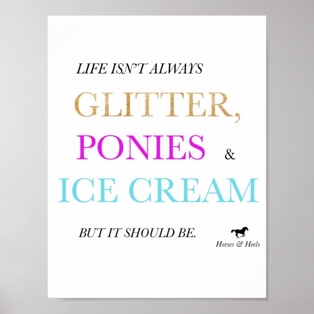 Poster Parties scintillant, Ponies et Crème de glace Impr (Devant)