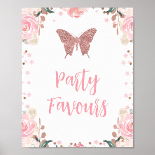 Poster Parties scintillant rose Butterfly Party Faveurs S