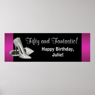 Poster Parties scintillant rose chaud talons hauts banniè