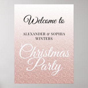 Poster Parties scintillant rose chic Ombre Noël Accueil