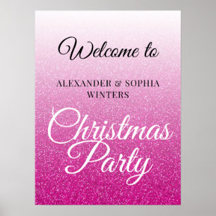 Poster Parties scintillant rose chic Ombre Noël Accueil