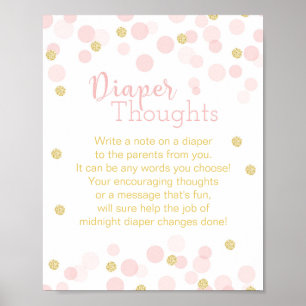 Poster Parties scintillant rose et or Confetti "Pensées d