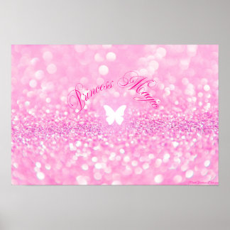 Poster Parties scintillant rose étincelante papillon Prin