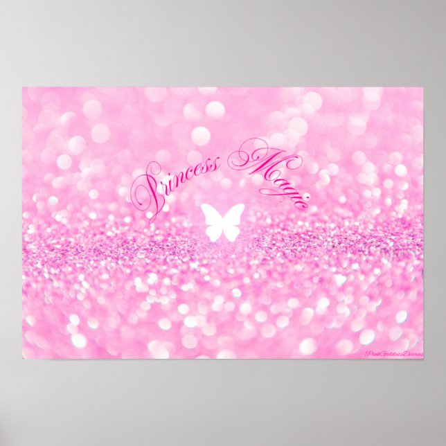 Poster Parties scintillant rose étincelante papillon Prin (Devant)