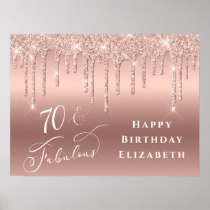 Poster Parties scintillant Rose Gold 70th Birthday Party