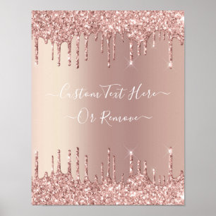 Poster Parties scintillant rose Gold Blush Éclats Texte p