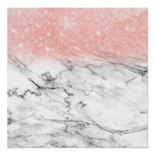 Poster Parties scintillant rose Gold Blush Ombre en marbr