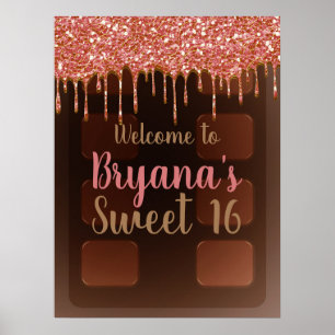 Poster Parties scintillant rose goutte chocolat Barre de 