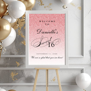 Poster Parties scintillant rose pâle Douce 16 Accueil per