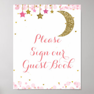 Poster Parties scintillant rose S'il vous plaît signer no