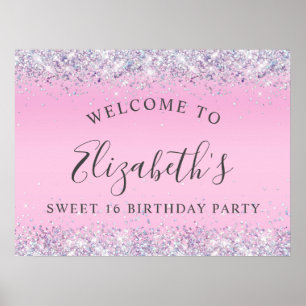 Poster Parties scintillant Rose Sweet 16 Anniversaire Fêt