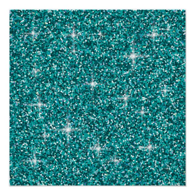 Poster parties scintillant turquoise irisée (Devant)