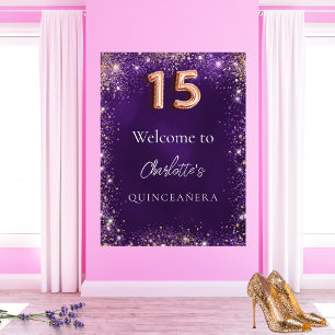 Poster Parties scintillant violette de Quinceanera brille