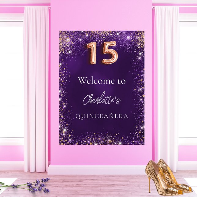 Poster Parties scintillant violette de Quinceanera brille (Créateur téléchargé)