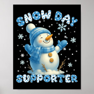Poster Partisan de jour de neige Bonhomme de neige flocon