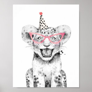 Poster Party Tiger Lion Safari Animaux Décor Anniversaire