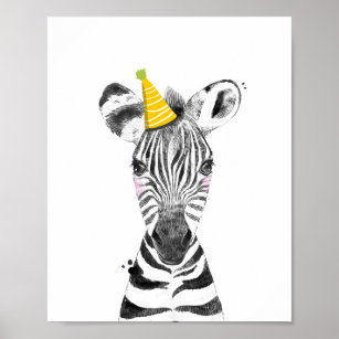 Poster Party Zebra Wild Safari Animaux Décor d'anniversai