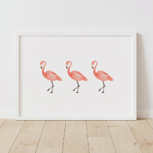 Poster Parure de chambre tropicale flamant rose
