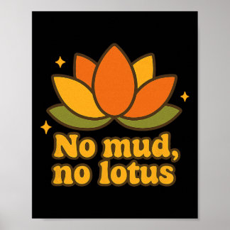 Poster Pas de boue pas de lotus Yoga citations Yogi Fleur